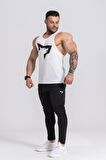 Gymwolves Erkek Spor Atleti Krem | Workout Tanktop | Wolf Serisi