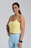 Gymwolves Askılı Body Crop Tops Sarı | Cotton Serisi