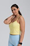 Gymwolves Askılı Body Crop Tops Sarı | Cotton Serisi