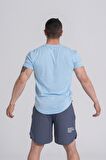 Gymwolves Erkek Spor Tişört Açık Mavi | Workout T-Shirt