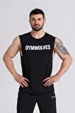Gymwolves Erkek Kolsuz Tişört Siyah | Erkek Spor T-shirt | Workout Tanktop