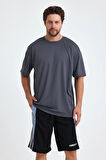 Gymwolves Erkek Over Size Spor T-Shirt | Sırta Kurt  Baskılı | Workout T-Shirt | Tişört | Füme |