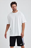 Gymwolves Erkek Over Size Spor T-Shirt | Kurt  Baskılı | Workout T-Shirt | Tişört  | Beyaz |