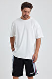 Gymwolves Erkek Over Size Spor T-Shirt | Kurt  Baskılı | Workout T-Shirt | Tişört  | Beyaz |
