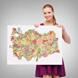 Harita Sepeti Türkiye Haritası Kanvas Tablo İl ve İlçeli Ayrıntılı Eğitici Dekoratif Tablo 3045