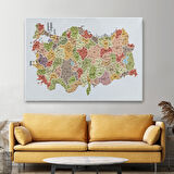 Harita Sepeti Türkiye Haritası Kanvas Tablo İl ve İlçeli Ayrıntılı Eğitici Dekoratif Tablo 3045