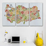 Harita Sepeti Türkiye Haritası Kanvas Tablo İl ve İlçeli Ayrıntılı Eğitici Dekoratif Tablo 3045