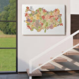Harita Sepeti Türkiye Haritası Kanvas Tablo İl ve İlçeli Ayrıntılı Eğitici Dekoratif Tablo 3045