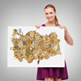 Harita Sepeti Türkiye Haritası Kanvas Tablo İl ve İlçeli Ayrıntılı Eğitici Dekoratif Tablo 3048