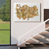 Harita Sepeti Türkiye Haritası Kanvas Tablo İl ve İlçeli Ayrıntılı Eğitici Dekoratif Tablo 3048