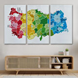 Harita Sepeti Türkiye Haritası Kanvas Tablo İl ve İlçeli Ayrıntılı Eğitici Dekoratif Tablo 3049