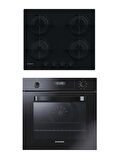 Hoover 2'li Siyah Cam Ankastre Set ( 3051-hvwm6mb )