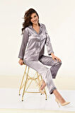 Kadın Patlı Saten Düğme Detaylı Pijama Takımı LL.N1.I0.LA.004