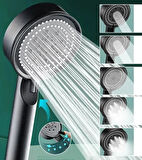 Banyo Keyfi için Tasarruflu 5MOD Masaj Etkili Siyah Duş Başlığı