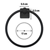 Banyo Dekoru için Yapışkanlı Paslanmaz Siyah Metal Yuvarlak Havluluk Tutucu