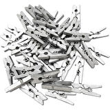 Büro Ev Hijyeni için 10x100ADET Silver Ahşap Dekor 2,5CM Mandal Seti