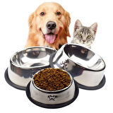 Büro Ev Evcil Hayvanı için 18CM Midi Çelik Kedi Köpek Mama Kabı