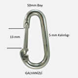 Büro İş Güvenliği için 2ADET 5MM Galvanizli Yaylı Baş ZincirKarabina Seti