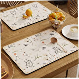 Büro Ev Ofis Sofra Keyfi için Tekli 40x30CM Çiçekli Kaymaz Amerikan Servisi Matı