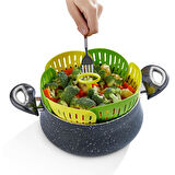 Büro Ev Ofis Mutfağı için Plastik Katlanır Buharda Pişirme Aparatı Haşlama Sepeti