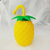Büro Ev Ofis Hediyesi için 800ML Ananas Motif Suluk Pipetli Matara