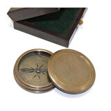 Büro Ev Ofis Hediyesi için Ahşap Kutulu Trend Pirinç Pusula