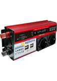 Büro Ev Ofis için 12V 2000W Araç Solar Enerjisi 2USB 2PRİZ Çakmaklık Modifiye Sinüs İnverter 