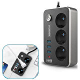Büro Ev Ofis Yazlık için 2MT Uzatma Kablolu 2500W 10A 3PRİZ 3USB 2,1A Grup Priz