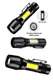 Büro Ev Ofis İş Güvenliği için Pilli Çift Yön Lamba 2000LM 3MOD 6W COB Led Zoomlu El Feneri