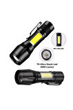 Büro Ev Ofis İş Güvenliği için Pilli Çift Yön Lamba 2000LM 3MOD 6W COB Led Zoomlu El Feneri