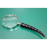 Büro Ev Ofis Hediyesi için Boğum Halkalı Eğri Boynuz Saplı Büyüteç Pirinç Prestij El Büyüteci