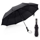 Büro Ev Ofis İnsanı için Siyah 10 Telli Yağmurdan Koruyucu Tam Otomatik Şemsiye
