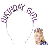 Büro Ev Ofis Etkinlik Gösteri Kostüm Tacı için Mor Kristal Taşlı Parlak Birthday Girl Taç