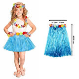 Büro Ev Ofis Etkinlik Gösteri Çocuk Hawaii Kostümü için Tekli 40CM Mavi Püsküllü Hawaii Etek