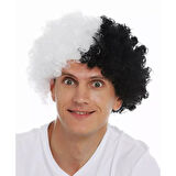 Büro Ev Ofis Etkinlik Gösteri Taraftar Kostüm Peruğu için Siyah Beyaz Kıvırcık Bonus Saç Peruk
