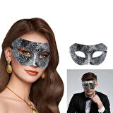 Büro Ev Ofis Gösteri Balo Kostüm Maskesi için Silver Eskitme Yüz Antik Tarz Maske