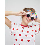 Büro Ev Ofis Gösteri Kostüm Gözlüğü için Beyaz Fuşya Happy Birthday Gözlük