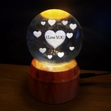 Büro Ev Ofis Dekoru için I Love You Stil Kalpli Dönen Kristal Cam Küre