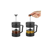 Büro Ev Ofis Çay Keyfi için 420ML Siyah Cam French Press Stil Çay Aparatı