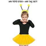 Büro Ev Ofis Gösteri Arı Maya Kostümü için Sarı Tütü Etek Ponpon Taç Seti
