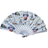 Büro Ev Ofis Hediyesi için 12ADET İstanbul Hatırası Kumaşlı Plastik Yelpaze