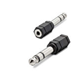 Büro Ev Ofis Gitar Enstrümanı Dönüştürücü için Siyah 6.5 Mm To 3.5 Mm F Çevirici