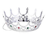 Büro Ev Ofis Gösteri Parti Kostümü için Silver Kraliyet Taşlı Kraliçe Tacı