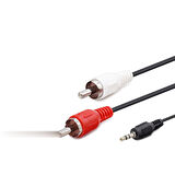 Büro Ev Ofis Ses Müzik Sistemi için 1,2MT 3.5MM To 2Rca 2 Line Siyah Kablo