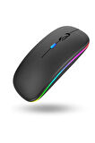 Büro Ev Ofis Bilgisayarı için Rgb Siyah Şarjlı Kablosuz Mouse