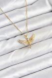 Zarif Boyunlar için Golden Çelik Zincirli Melek Kadın Kolye