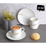 Büro Ev Ofis Hediyesi için İkili Atatürk İmza Porselen Kahve Seti