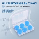 Büro Ev Ofis Deniz Yüzme Keyfi için 6PARÇA Kutulu Gürültü Önler Sızdırmaz Silikon Kulak Tıkacı