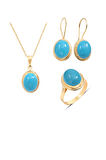 Firuze Taşlı Altın Mini Set