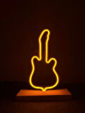 Gitar Figürlü Turuncu Neon Gece Lambası